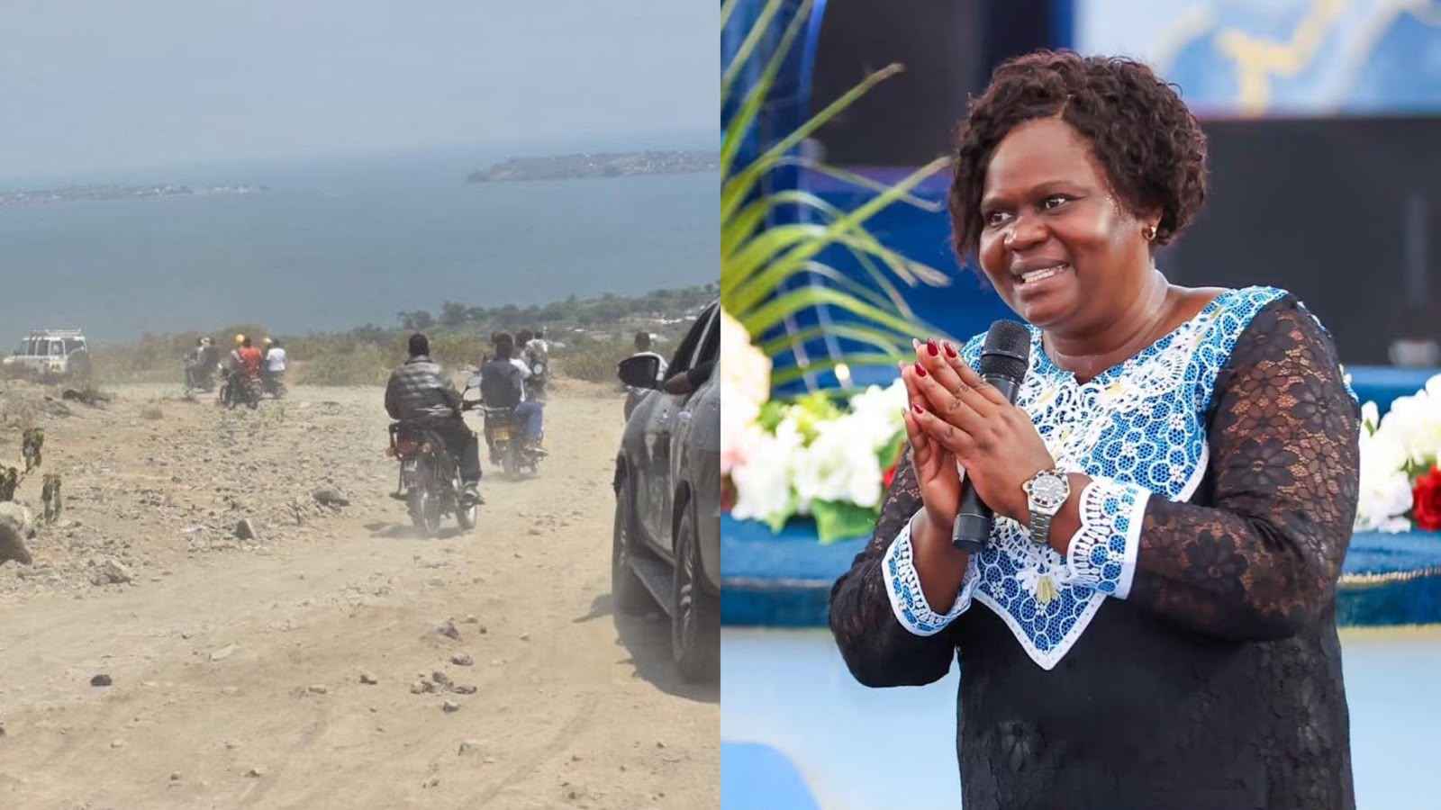 File image of a road in Homa Bay County and Governor Gladys Wanga