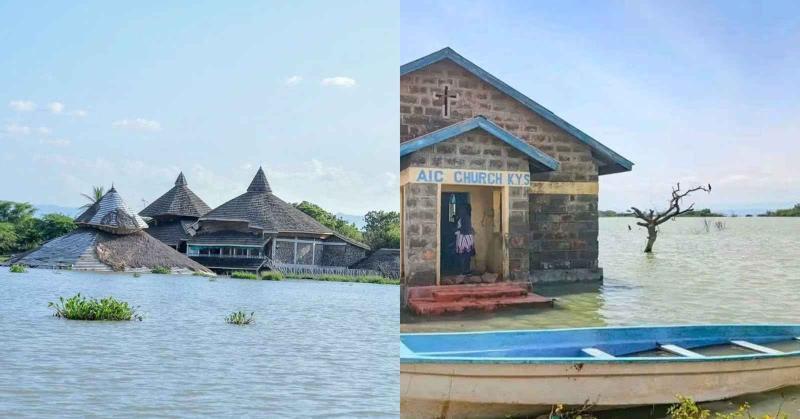 File image of affected buildings after Lake Baringo flooding
