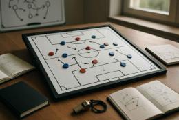 Football tactics board illustrating transfer planning and squad analysis before the new season.