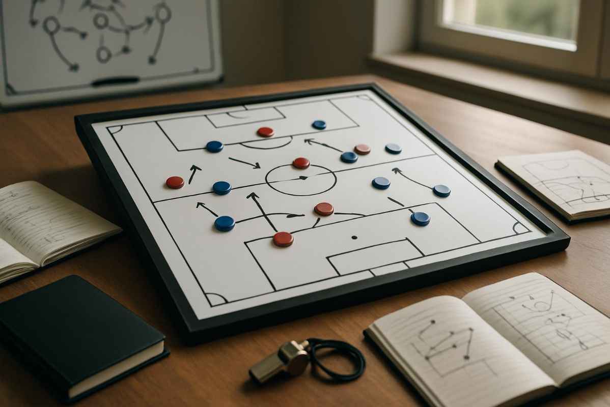 Football tactics board illustrating transfer planning and squad analysis before the new season.