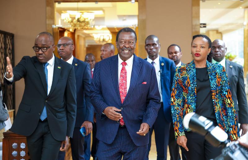 A file photo of Prime CS Musalia Mudavadi and PSs Korir Sing'oei and Roseline Njogu.