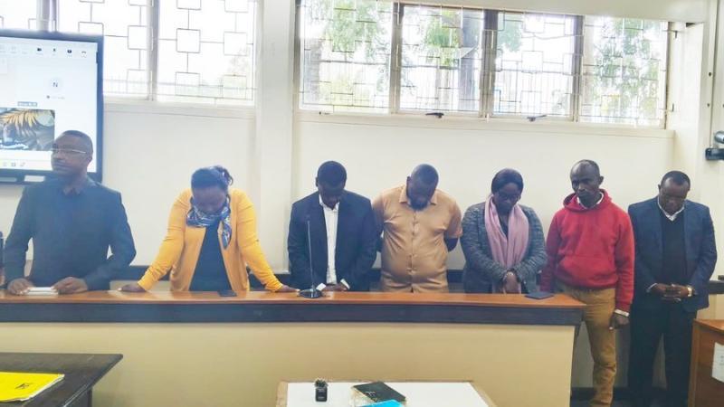 A file photo of former Governor Mwangi wa Iria and other co-accused appearing in court.