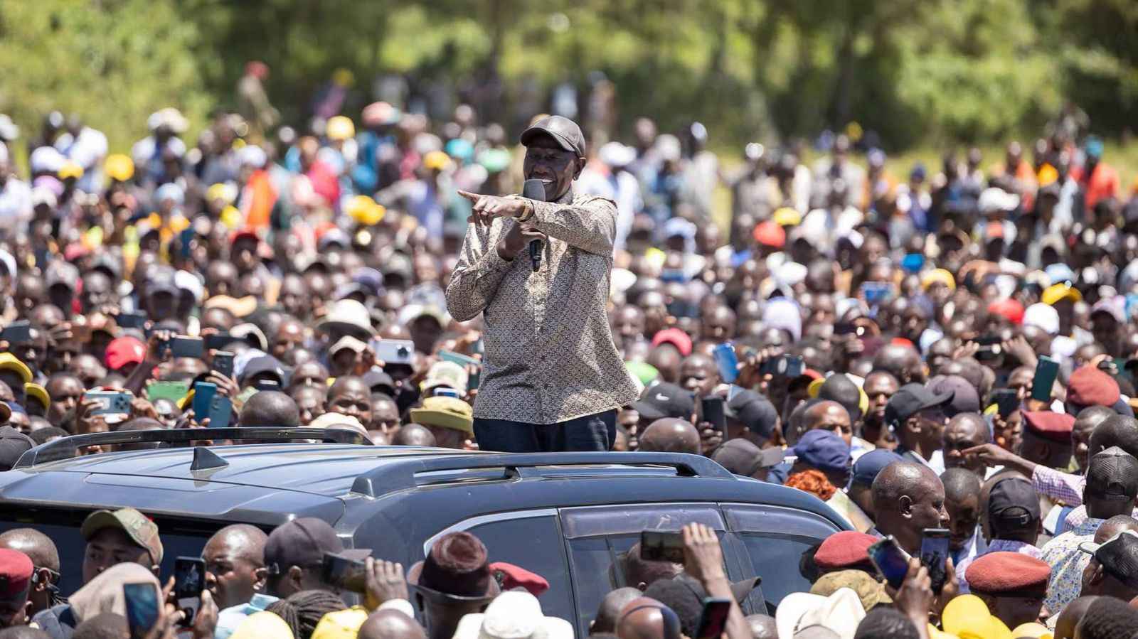 File image of President William Ruto during a tour of Narok County