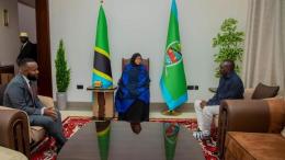 File image of Mining Cabinet Secretary Hassan Joho, President Samia Suluhu and Kapseret MP Oscar Sudi