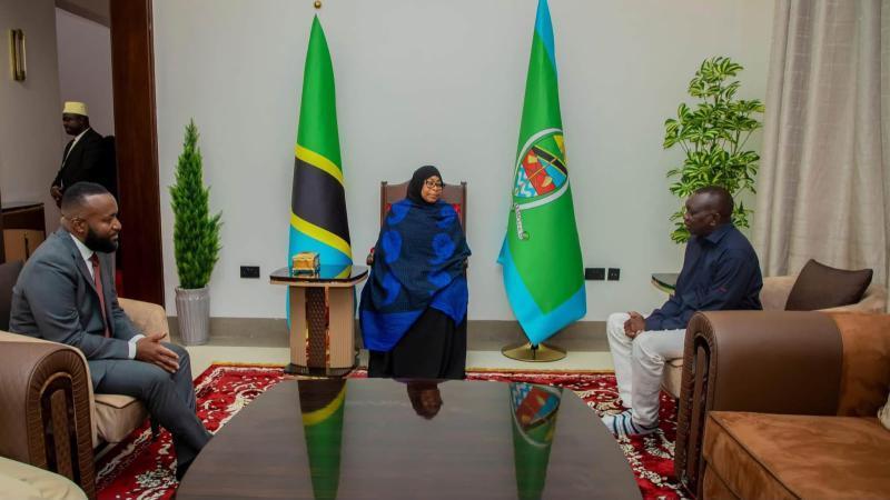 File image of Mining Cabinet Secretary Hassan Joho, President Samia Suluhu and Kapseret MP Oscar Sudi