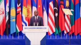 File image of Interior Cabinet Secretary Kipchumba Murkomen speaking at the International Alliance for Combating Telecom and Cyber Fraud inaugural conference