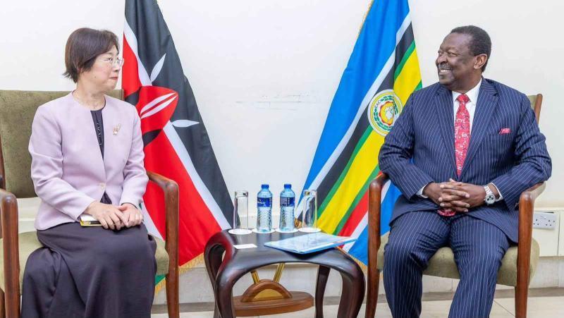 File image of AIIB President Zou Jiayi and Prime Cabinet Secretary Musalia Mudavadi