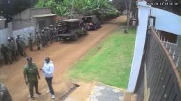 File image of police officers at Manyatta MP Gitonga Mukunji's rural home