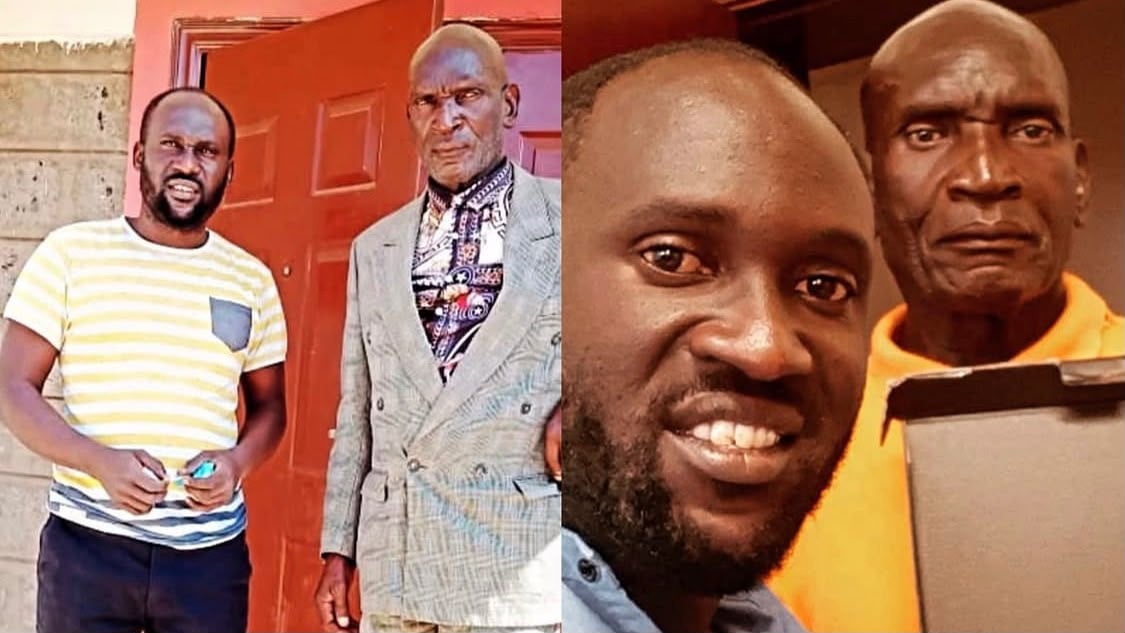 File image of comedian DJ Shiti and his late father Richard Ndede Mbanda