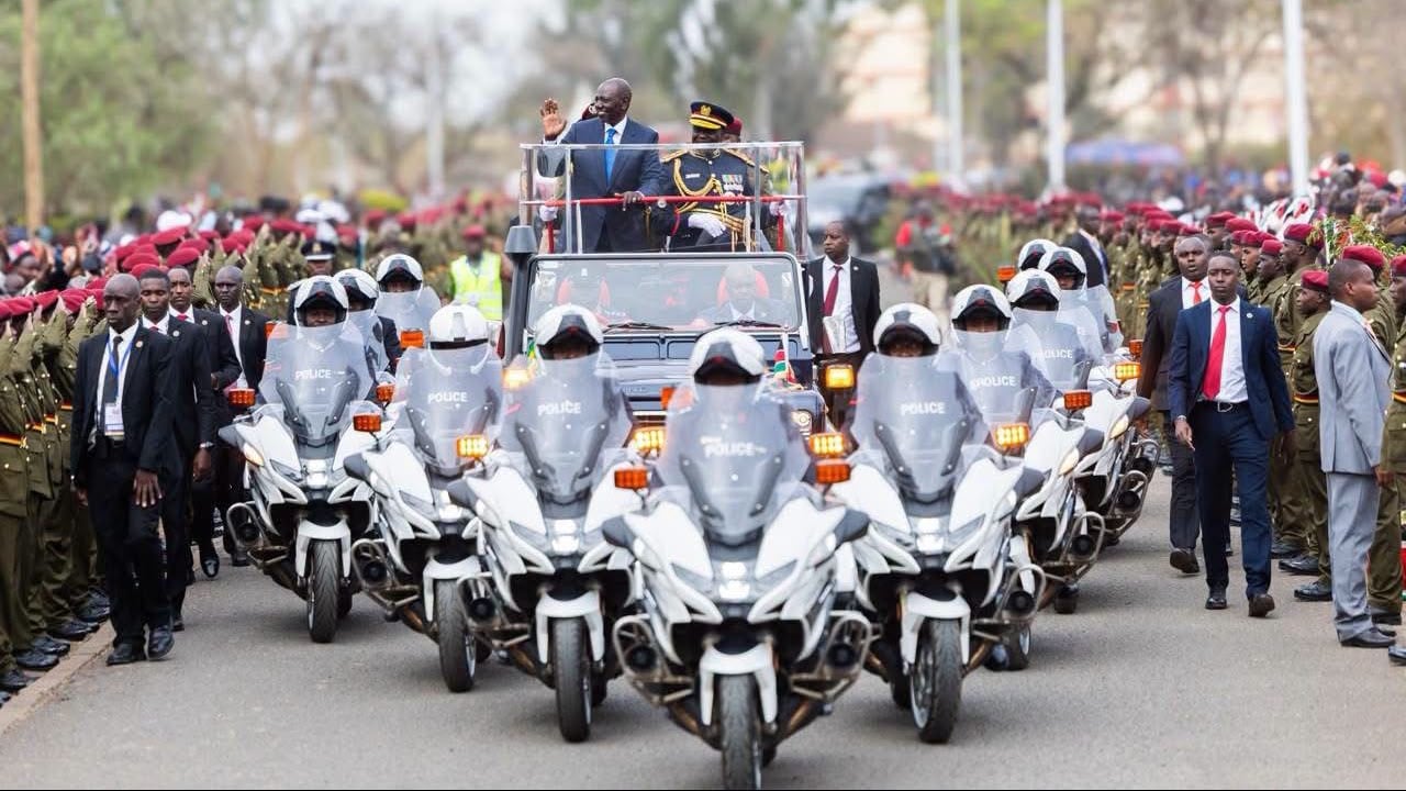 File image of President William Ruto at the GSU recruits' Pass-Out Parade