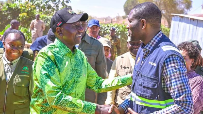 File image of President William Ruto and Medical Services Principal Secretary Ouma Oluga