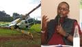 File image of the crashed helicopter and Environment Principal Secretary Festus Ng'eno