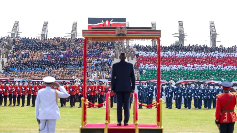 File image of President William Ruto during Mashujaa Day celebrations in Eldoret