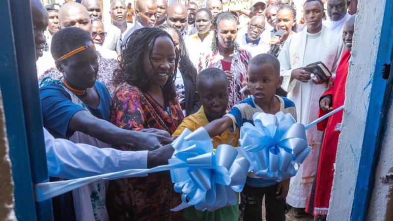 File image of Mama Rachel Ruto launching one of the houses