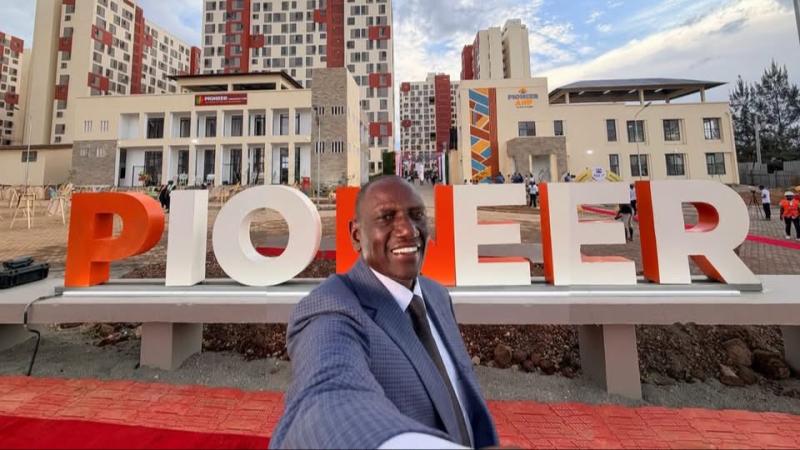 File image of President William Ruto at the Pioneer Affordable Housing Estate